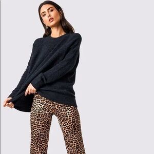 SAMSOE & SAMSOE Marled Black Knit Crewneck Sweater